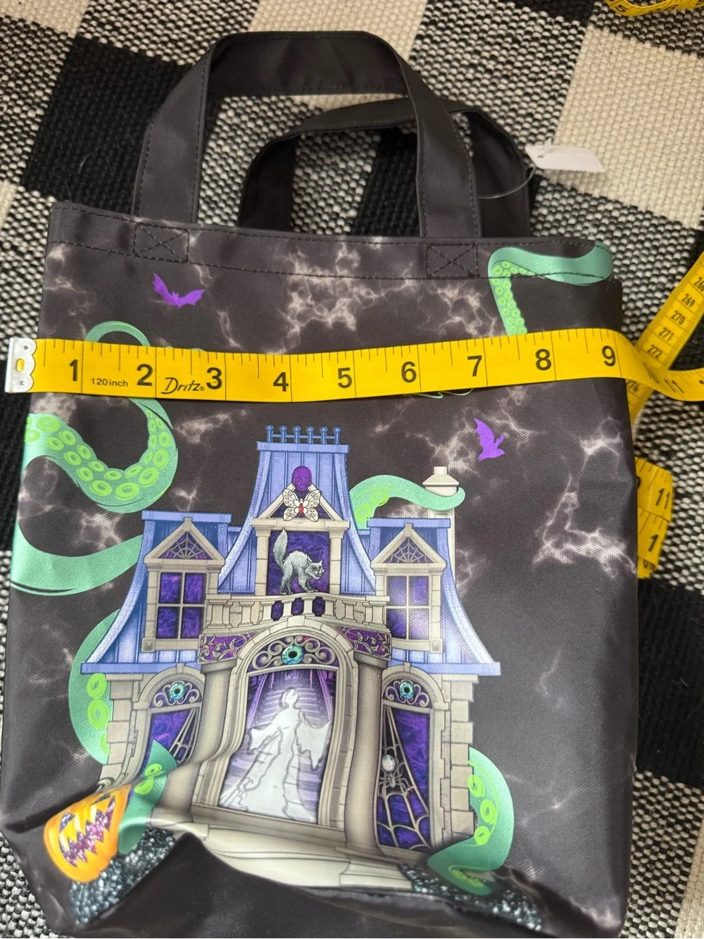 Bath & Body Works Black Tote with Purple Haunted House & Green Tentacles
